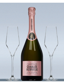 Coffret Champagne Rosé + 2 flûtes Saint-Valentin