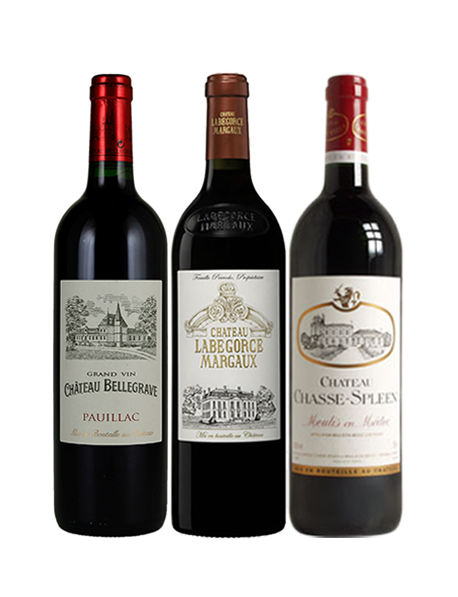 Coffret vin rouge Bordeaux avec 3 grands crus bourgeois du Médoc