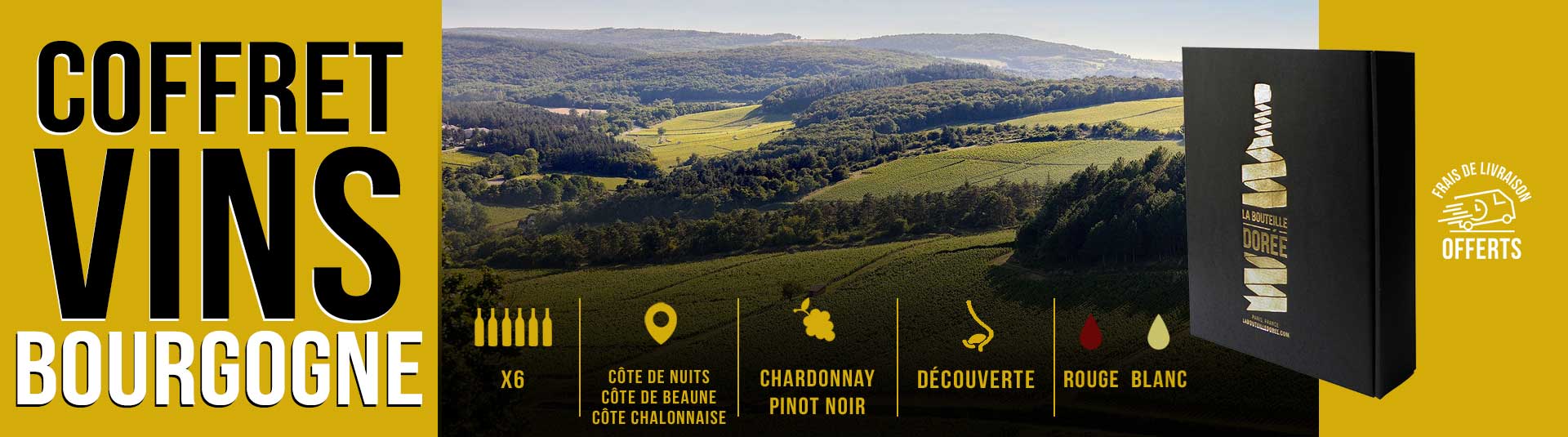 Coffret cadeau vin Bourgogne 6 bouteilles - Découvrir la Bourgogne
